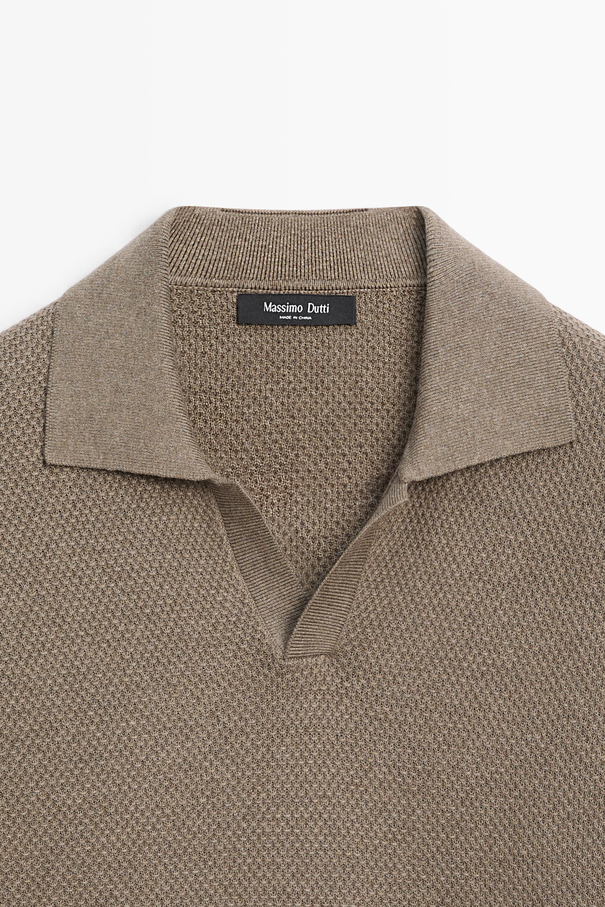 Polo en maille col V coton mélangé